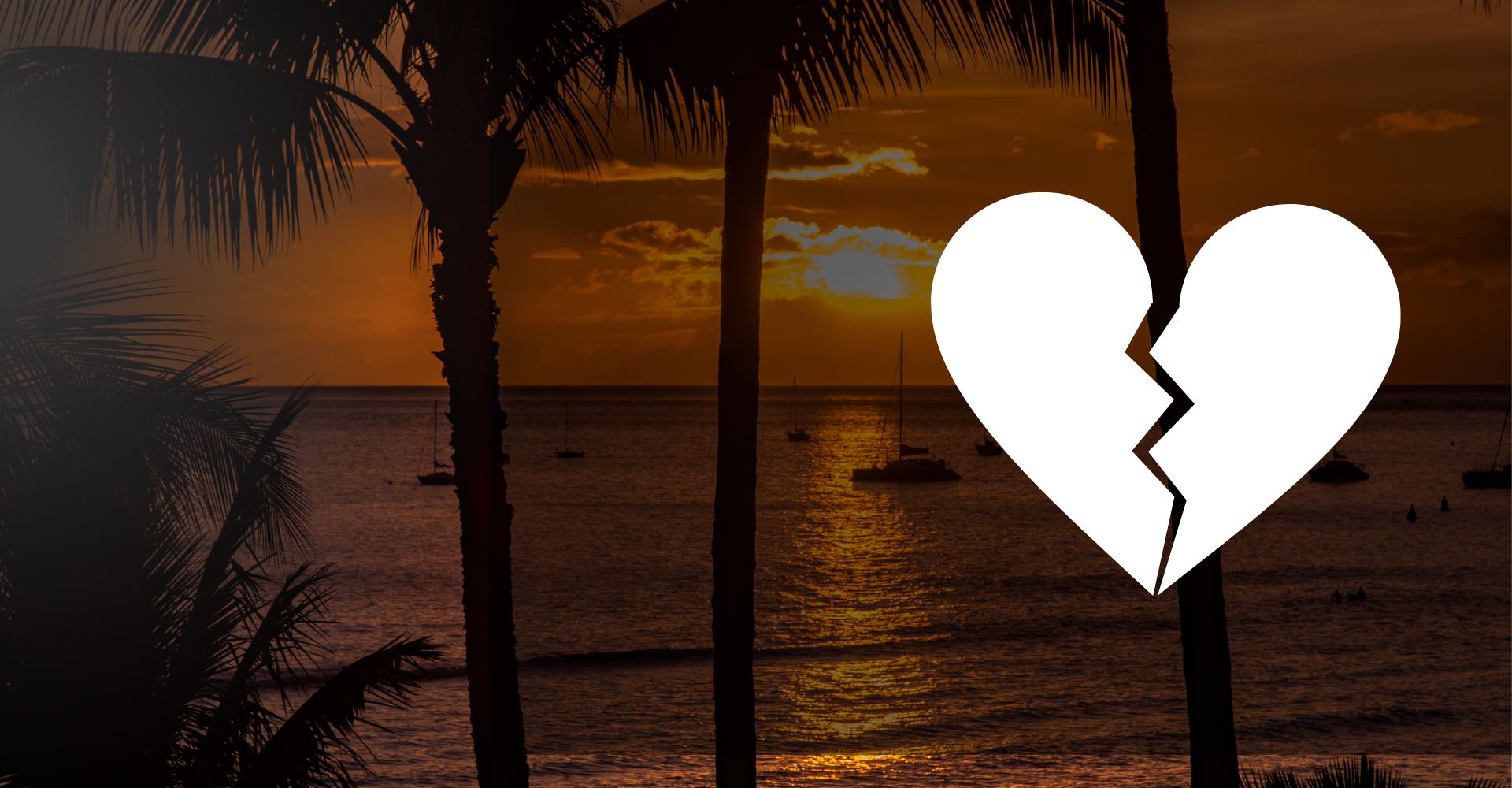 Tropical sunset with heartbroken image