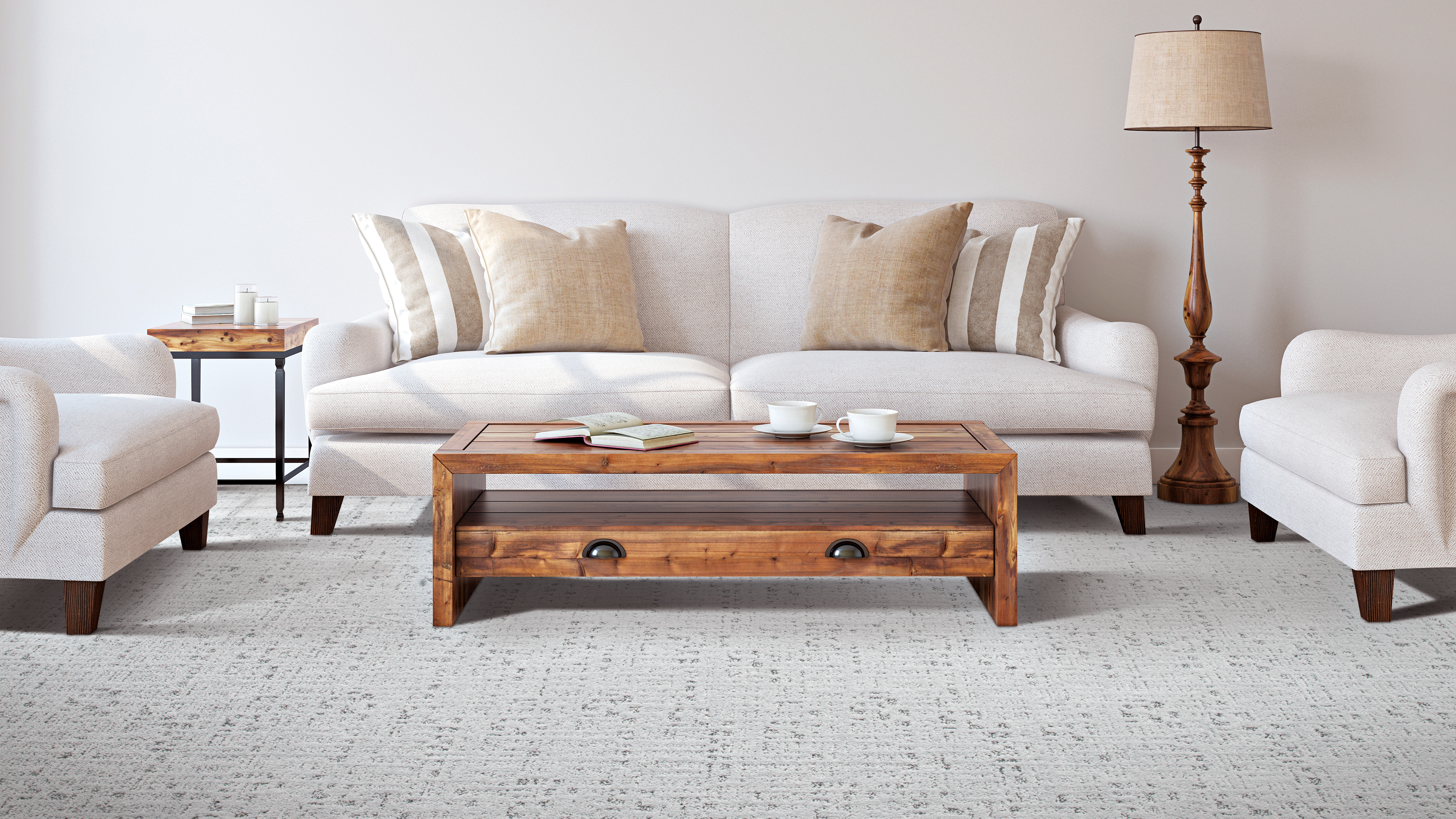Carpet in a living room, installation services available